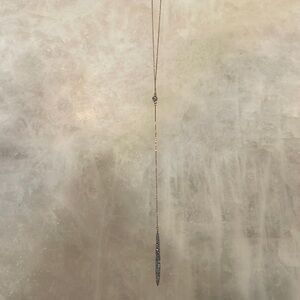 Long silver and gold adjustable pendant necklace- pave detail